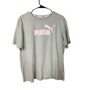 Puma Mint Green White Lightweight Cotton Casual T-Shirt Men Sz L